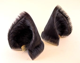 Cat Ears Black Fur Leather Realistic Kitten Pet Play Furry Cosplay Headband