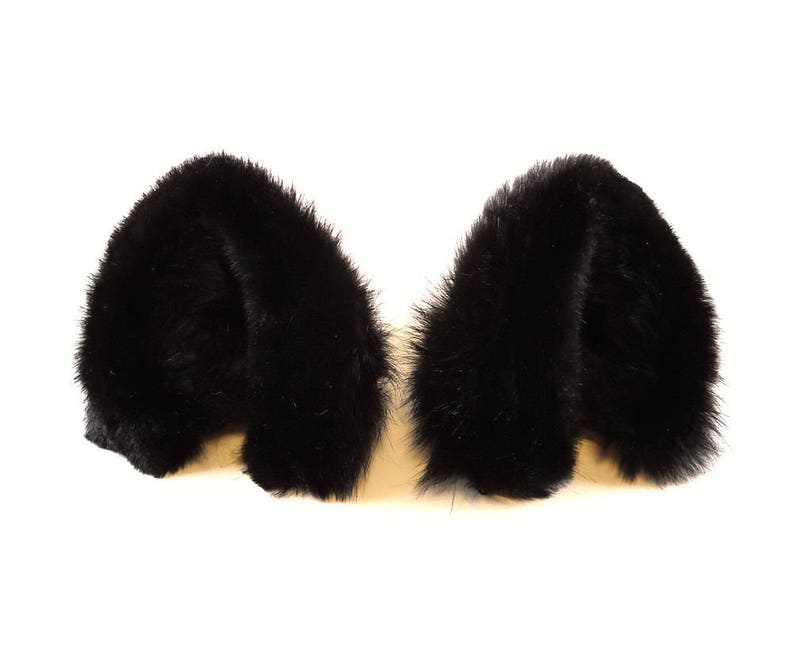 Mini Fluffy Black Cat Ears Fur Leather/ Realistic Cosplay - Etsy