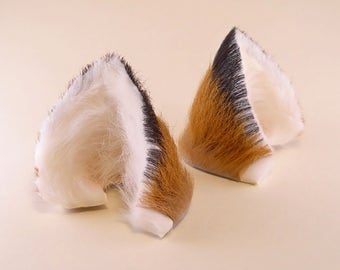 Red Brown Fox Ears Fur Leather Realistic Cosplay Kitten Pet Play Furry Goth LARP Fairy Kitsune Headband