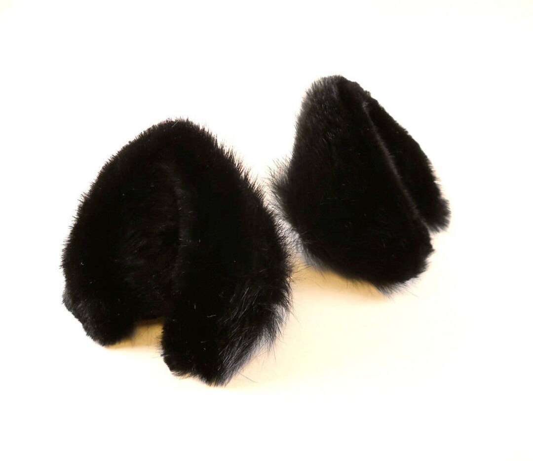 Mini Fluffy Black Cat Ears Fur Leather/ Realistic Cosplay - Etsy