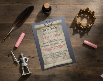 Editable King & Knight Birthday Invitation | Canva Template | Clear Directions