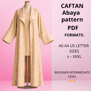Patrón de caftán, patrón de costura de kimono abaya / S–XXXL (patrón PDF digital)