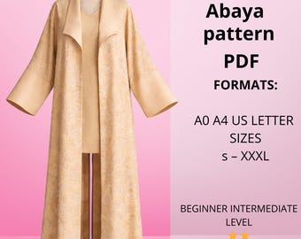 Kaftan Schnittmuster Kimono Abaya Schnittmuster | S–XXXL (Digitales PDF Schnittmuster)