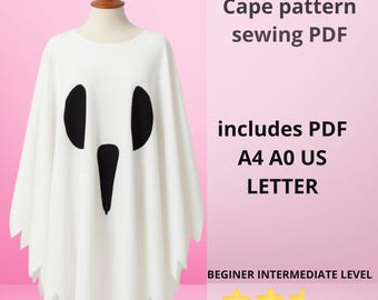 Patrón de costura para capa de fantasma de Halloween / Capa de bruja fácil de hacer (PDF)