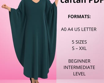 Patrón de costura para caftán abaya mariposa / Caftán fácil (Descarga digital)