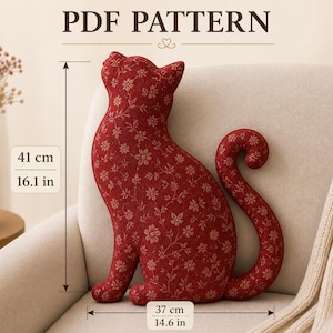 Cat Pattern Sewing , Digital PDF Pillow Toy Tutorial for Handmade Decorative Soft Toy, DIY Kids Room Home Decor Gift