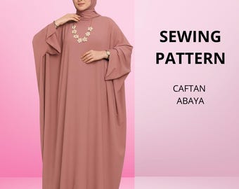 Patrón de costura para caftán abaya: ideal para principiantes, talla grande (descarga en PDF)
