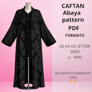 patron de caftan kimono Abaya | S–XXXL (Patron PDF numérique)