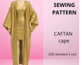 Patrón de caftán. Patrón de costura para abaya – Capa kimono, tamaño estándar (descarga en PDF)