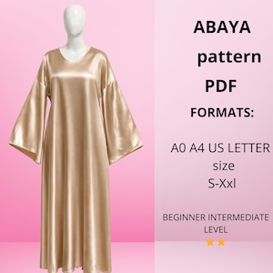 Kaftan Abaya Schnittmuster | Langes bescheidenes Kleid (PDF Schnittmuster S–XXL)