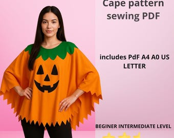 Patron de couture facile de cape d'Halloween, cape pour débutant (Patron PDF)