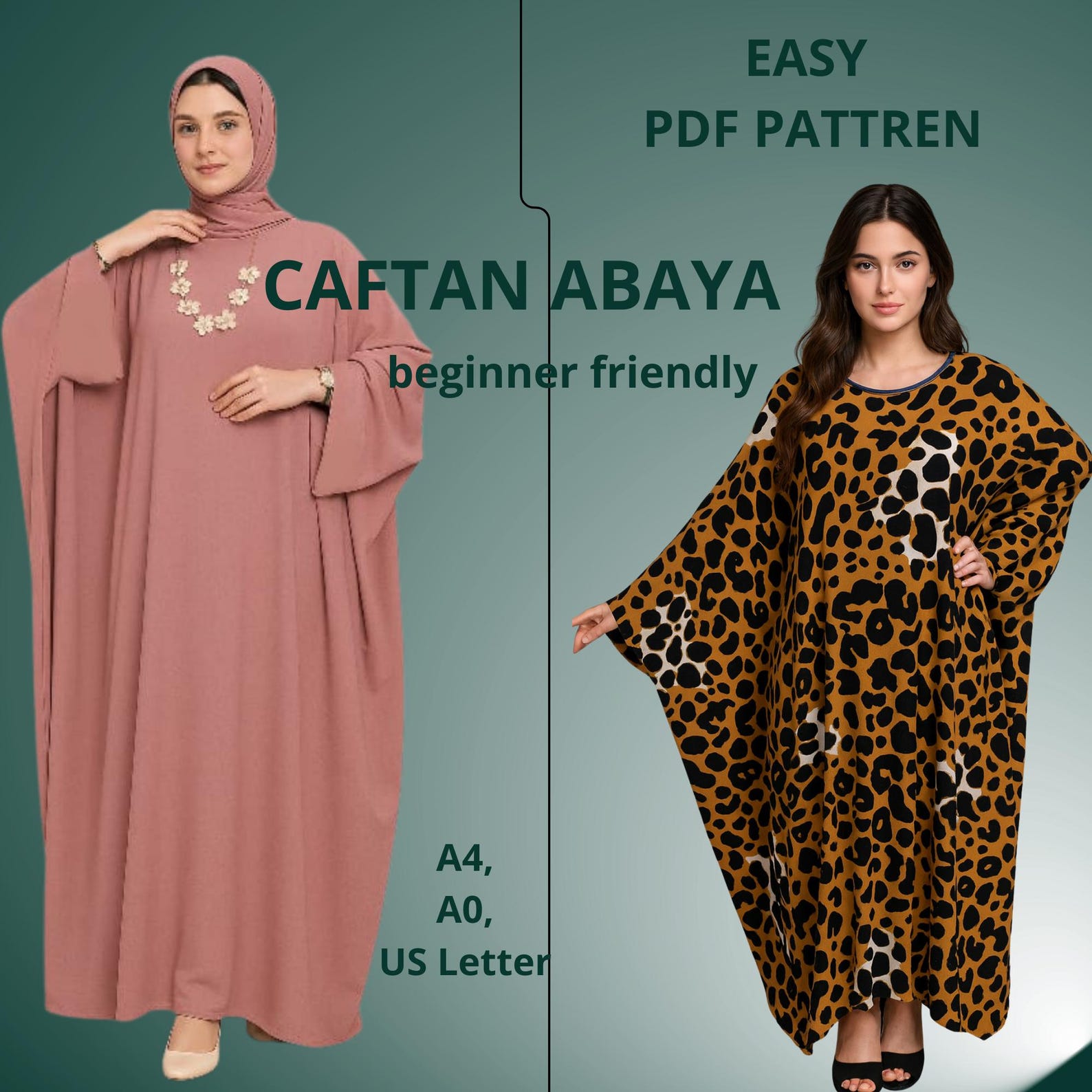 Caftan Abaya Sewing Pattern: Beginner-friendly, Oversized (PDF Download ...