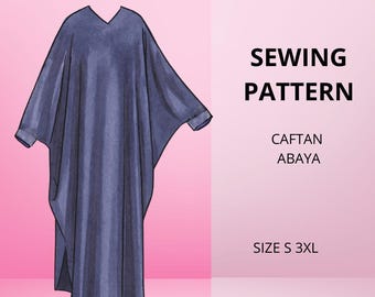 Patrón de costura para caftán abaya extragrande: ideal para principiantes (descarga en PDF)