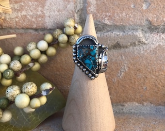 Blue composite Turquoise Nevada sterling silver ring