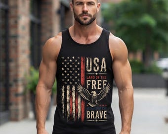 USA Patriotisches Tank Top, Land des freien Tanks, Tank mit amerikanischer Flagge, Vintage Adler Tank Top, vierter Juli Tank