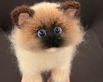 Custom Cat Plush from Photo, Personalized Pet Doll, Handmade Siamese Long-haired Cat Toy