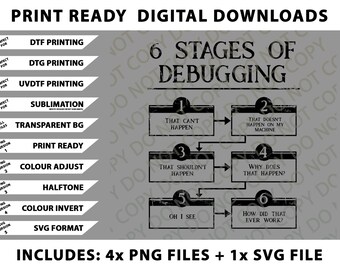 Paquete clásico de 6 etapas de depuración (PNG, archivos SVG y descargas digitales)