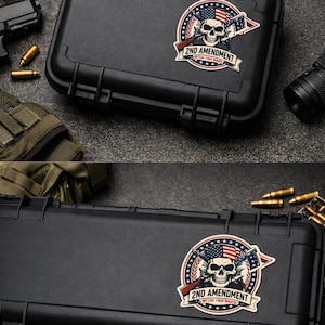 2nd Amendment Skull Flag Die Cut Sticker Defend Your Rights Patriotic Gun Rights