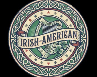 Iers-Amerikaans harpembleem • Celtic Knot Shamrock Heritage Print (Distressed Digital Download)