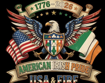 American Irish Pride Eagle 1776-2026 | Heritage Art VS en Ierland | Vaderlandslievende muurdecoratie