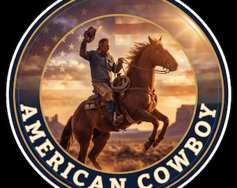 Digitale kunst Amerikaanse cowboy rijpaard (digitale download)