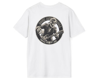 T-shirt Gitarist Skull Rocker | Skelet speelt elektrische gitaar, punkmuziek-T-shirt