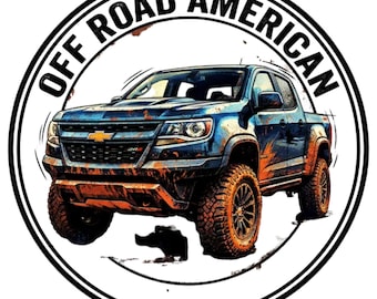 Ilustración de una camioneta Chevy ZR2 embarrada (descarga digital)