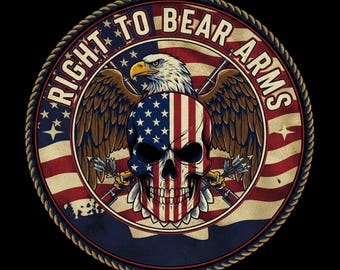 Recht om te dragen adelaar schedelprint • Muurkunst patriottische Amerikaanse vlag (digitale download)