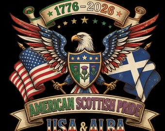 American Scottish Pride Eagle-embleem • USA & Alba Heritage Art • 1776–2026 patriottische digitale download • Scottish American Wall Decor