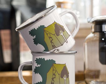 12 Ounce Enamel Mug:  Camping, Outdoor Living, Outdoor Coffee Cup, Camper Decor