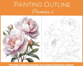 Peony Watercolor Outline | Printable Flower Sketch | Zacharias Atelier