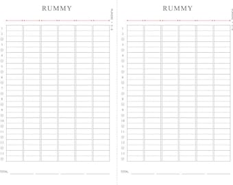 Rummy Scorecard Printable | Instant Download Game Night PDF