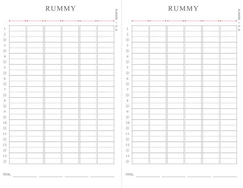 Counting Rummy Scorecards Rummy Scorecard Printable | Instant Download Game Night PDF - Etsy