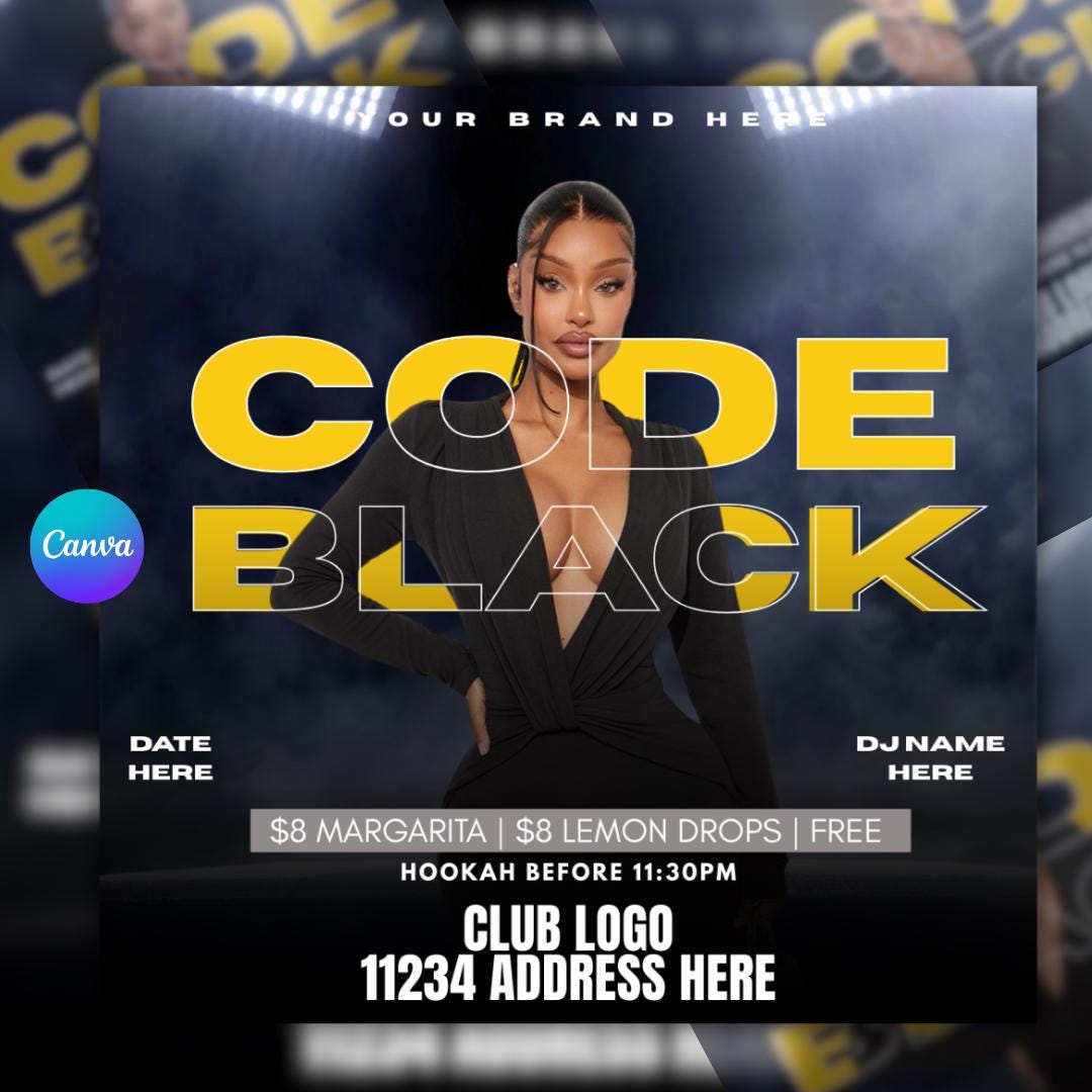 Code Black Party Flyer Template, Club Event Flyer, Nightclub Promo ...