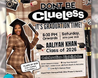 Graduation Party Invitation, Clueless Graduation Invite, Graduation Party Flyer, Class of 2026 Flyer, Senior Grad Announce, Canva Editable