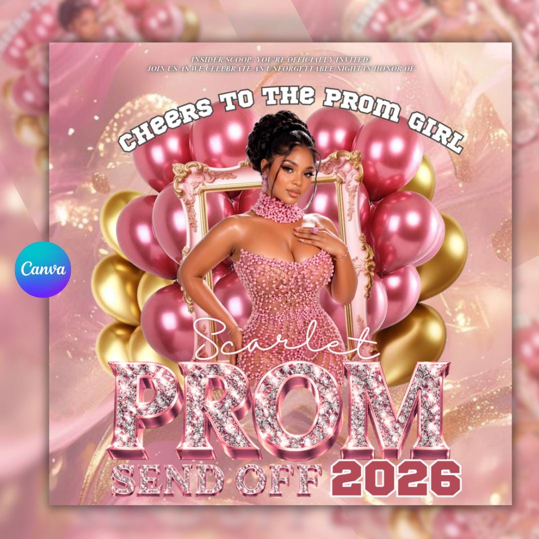 Editable Prom Send off Flyer, Pink Gold Prom Send off Flyer, Prom Queen ...