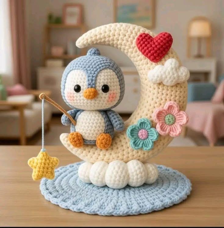 30 3D Crochet Patterns for Texture, Shape, and Standout Handmade Projects 26 Moonlight Owl on Crescent Moon