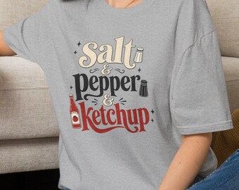 Salt Pepper & Ketchup T-Shirt | Retro Condiment Graphic Tee