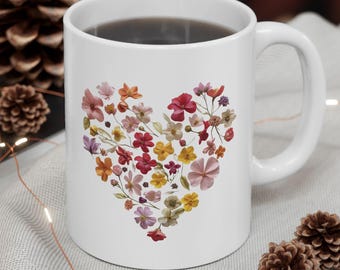 Vintage Floral Coffee Mug | Wildflower Bouquet Ceramic Cup