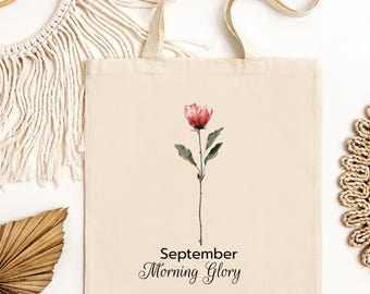 September Bloom tote bag | watercolor rose, birth month floral print