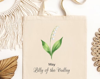 Lily of the Valley Tote Bag | Floral Botanical May Birth Month Illustration