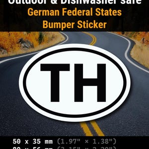 Thuringia TH Bumper Sticker – Germany States Car Decal, Waterproof Vinyl Oval Travel Sticker