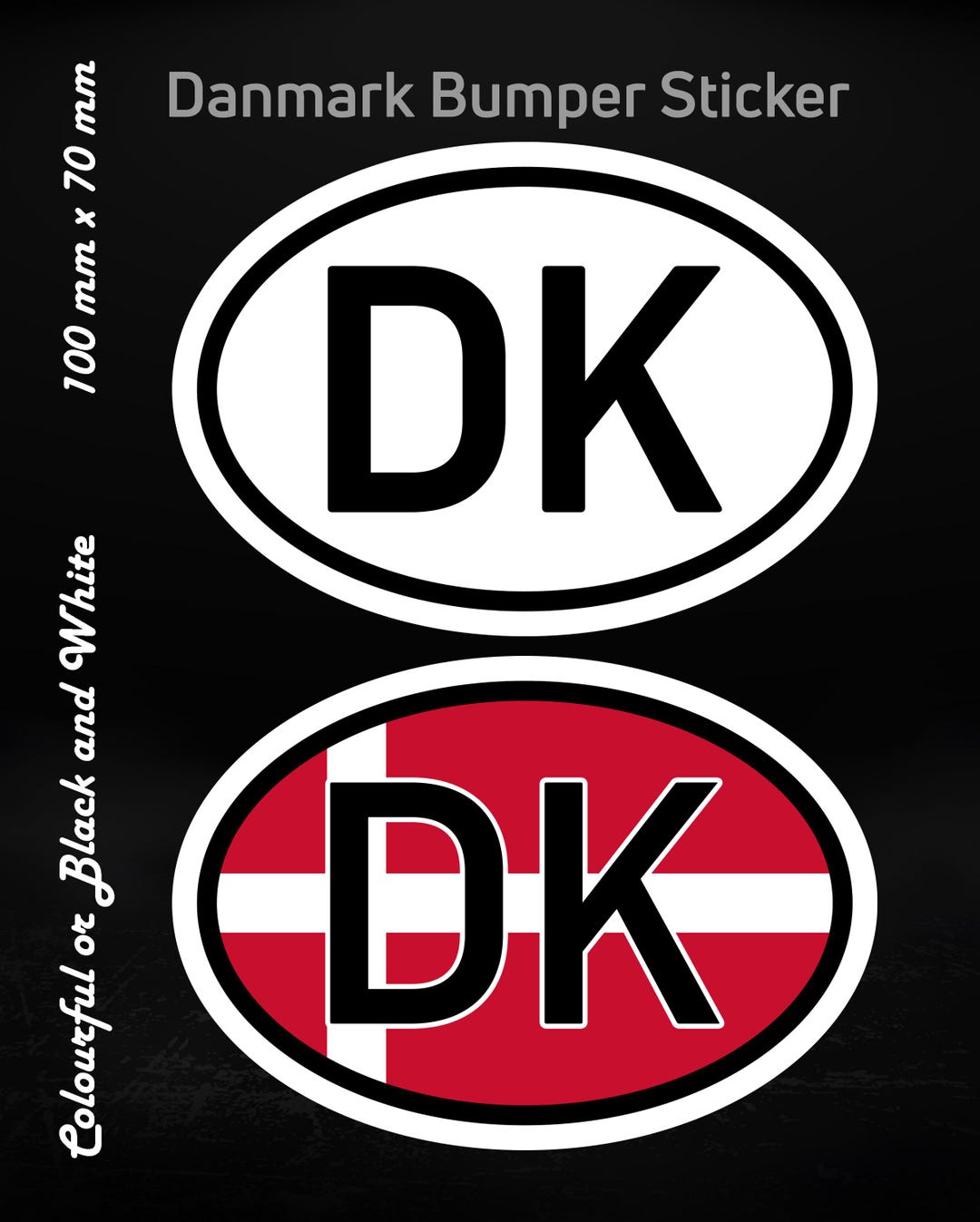 Dk Hi Sticker Denmark DK Bumper Sticker Car Decal Waterproof Vinyl Oval Travel ...