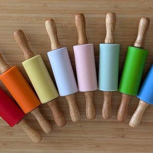 Child Size 9 inch Colorful Rolling Pin for Playdough or Baking