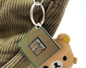 Intel Prozessor Schlüsselanhänger, CPU Anhänger, E-Waste Gift, Geeky Geschenk, Computer Tech Accessory, Nerd Keychain