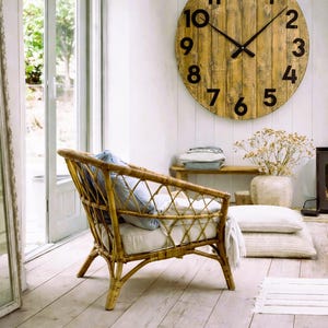 Modern Farmhouse Clock in Early American stain, rustic round wall decor, custom sizes available Oversized Options