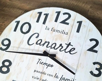 Family Clock in Spanish Reloj Tiempo pasado con la familia vale cada segundo tamaños personalizados Clock Time Spent with Family in Spanish
