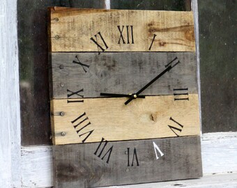 5 year anniversary gift wood anniversary reclaimed wood wall clock farmhouse decor modern cabin cottage style handmade artisan gift