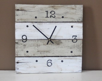 Wall Clock in lovely neutrals Coastal Decor Modern Farmhouse Cottage chic Artisan clock Rustic modern Rustic clocks variable sizes