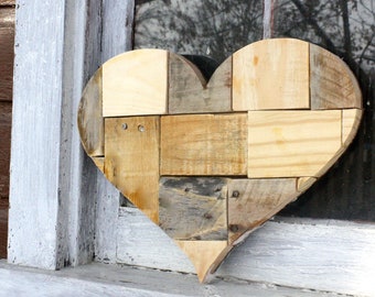 Valentine's Gift, Wooden heart wall hanging, Anniversary or Wedding Gift or nursery room decor, Modern Farmhouse Decor, reclaimed wood